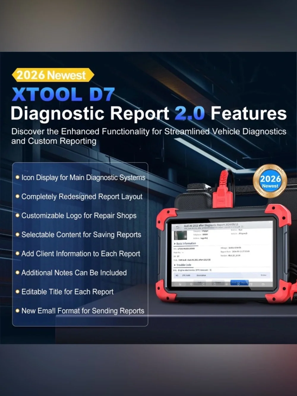 XTOOL D7 OBD2 Diagnostic Scanner Full System Diagnostic Key Program Tool